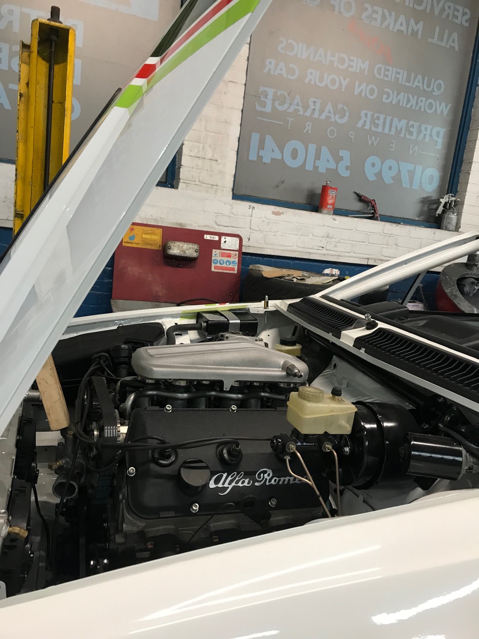 Engine bay finished as original, using many of the original racing parts.