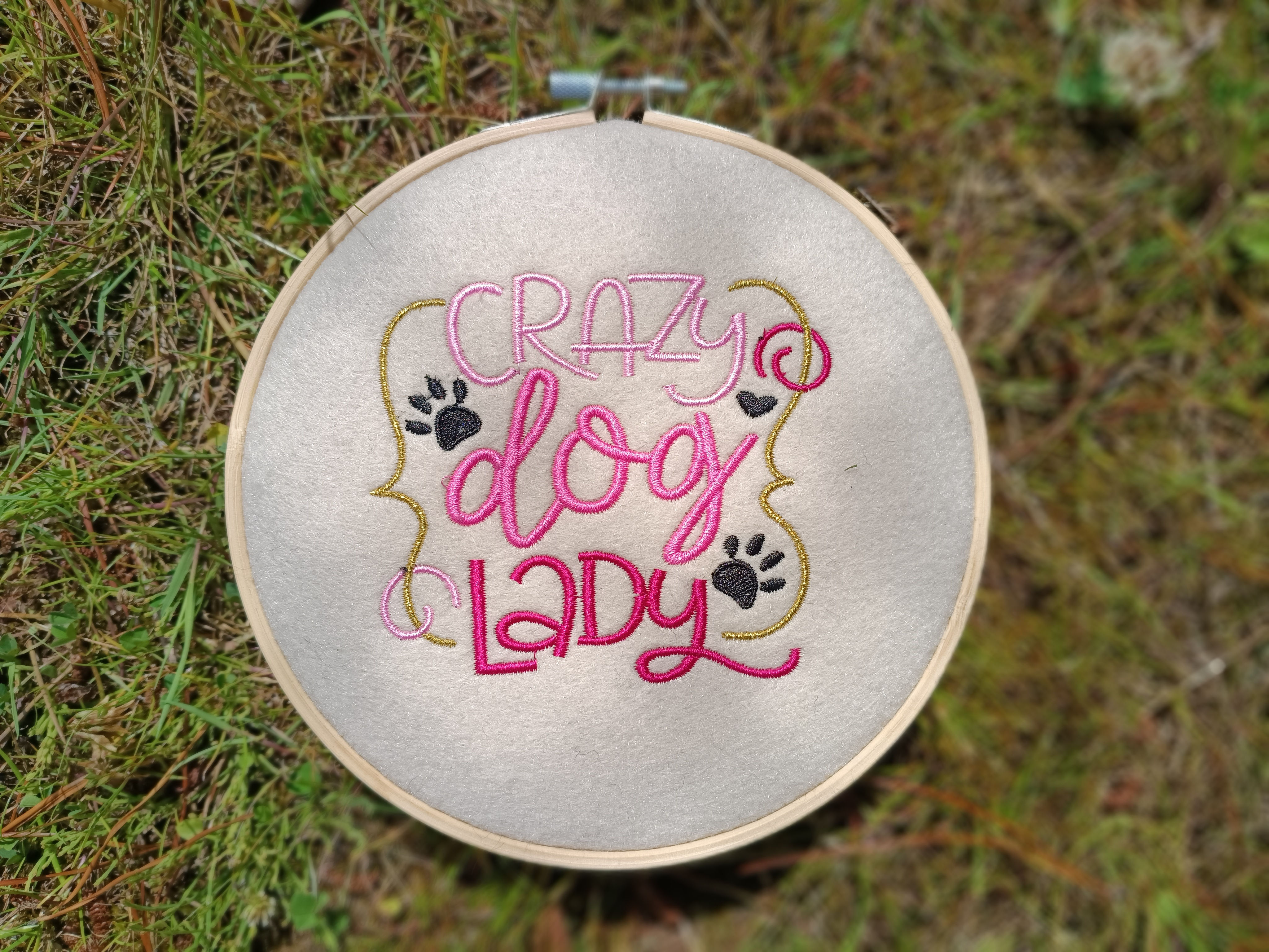 Crazy Dog Lady Embroidery Hoop Wall Hanging Funny Dog Lover Gift Handmade Dog