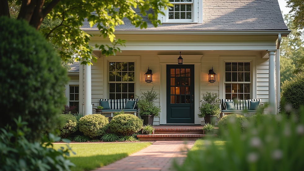 Eye-level view of a cozy rental property with a welcoming entrance