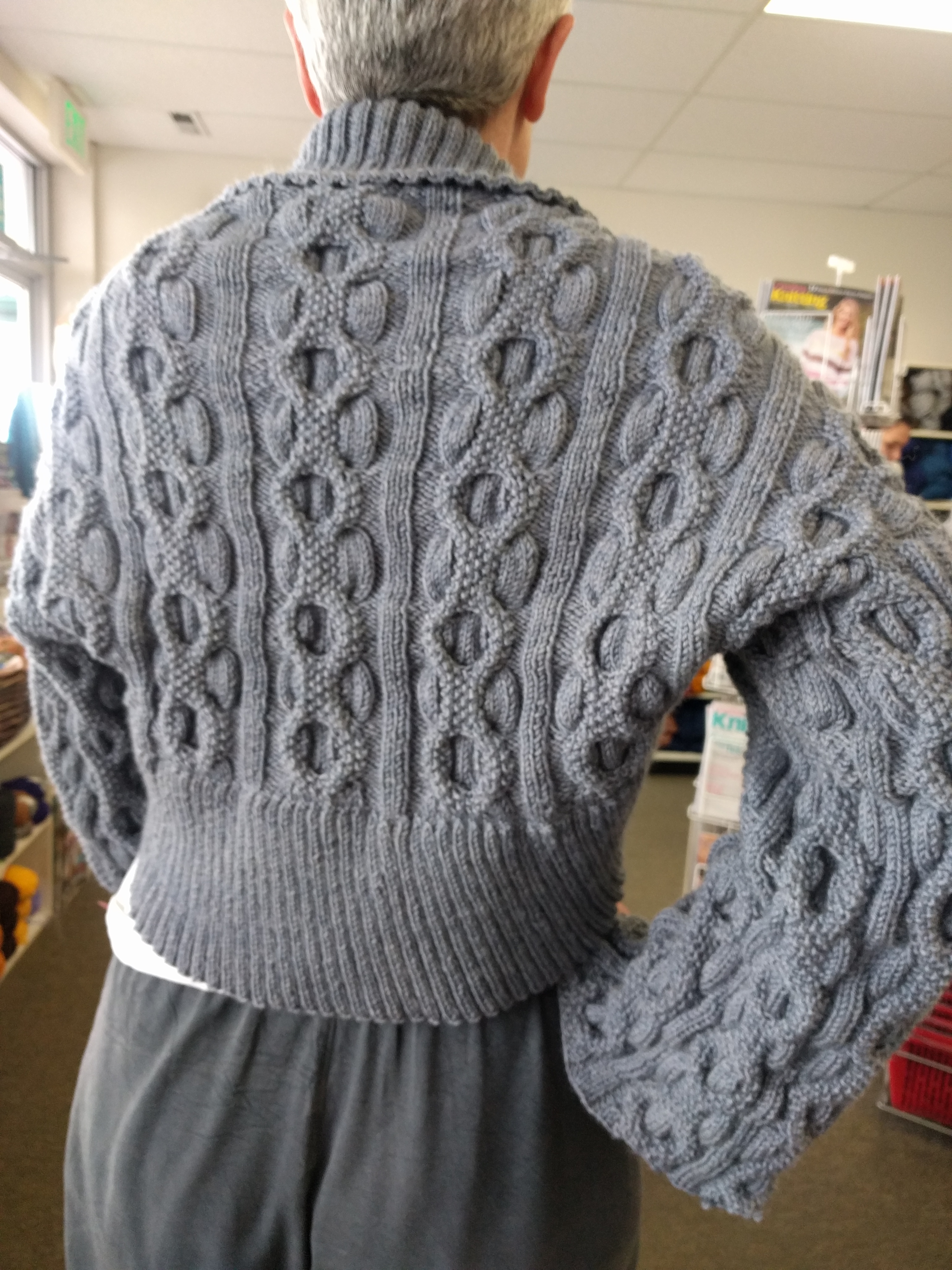 Cabled Knit Shrug -Back