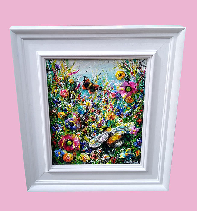 Thumbnail: 'Festival' - Luxury, colorful fine art, wildflower sculpture with bee