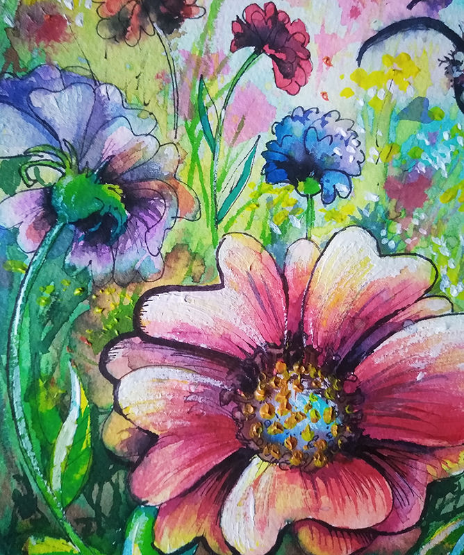 Thumbnail: Hearts and Flowers - Original Watercolor Illustration Art