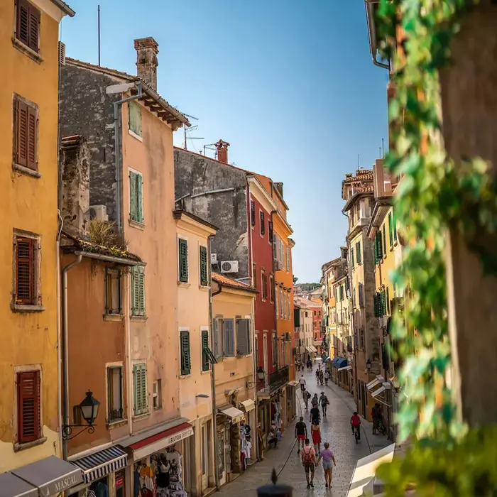 Discovering vibrant coastal town streets in Croatia utilizing our premium Istria chauffeur service.