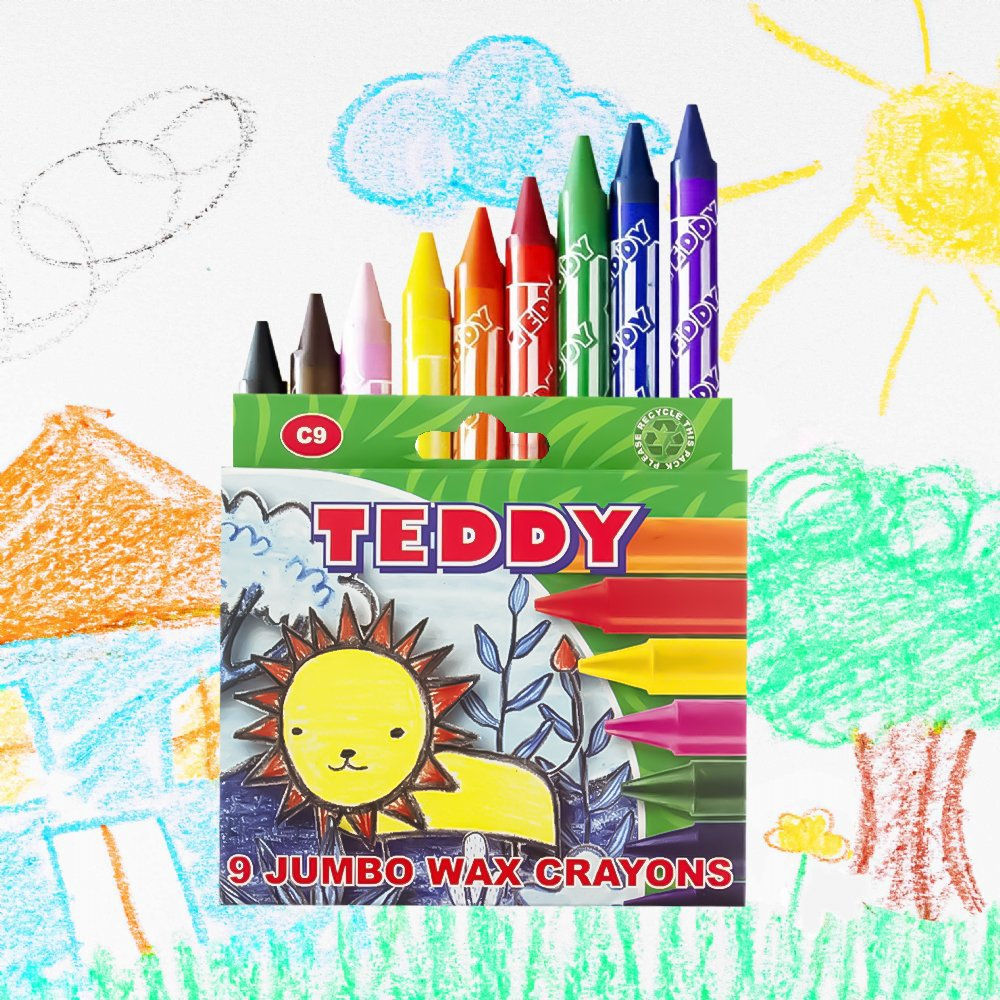 Dala - Teddy Wax Crayons (14mm) - Box of 9