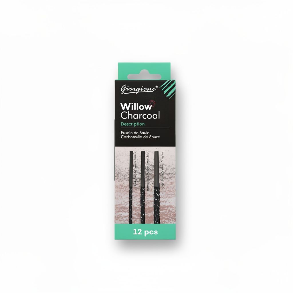 סט 12 פחמי טבעי ערבה Giorgione לרישום שלושה גדלים שונים