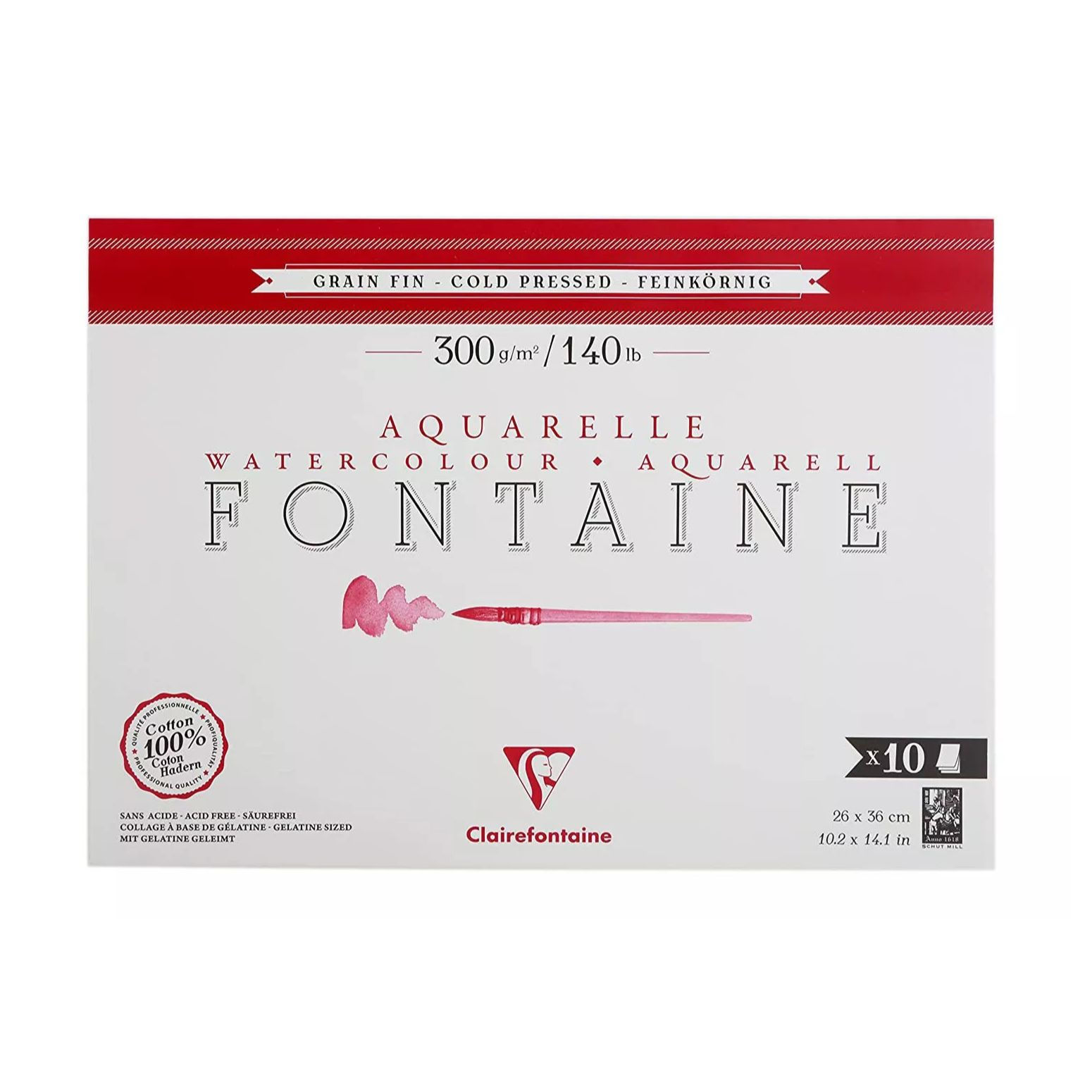 בלוק אקוורל Clairefontaine עשוי 100% כותנה בגודל 26x36 כבישה קרה