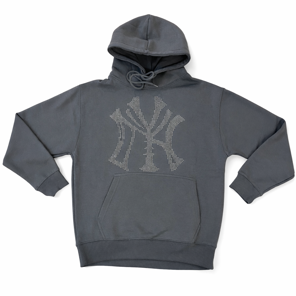 Steel Gray NY Rhinestone Hoodie