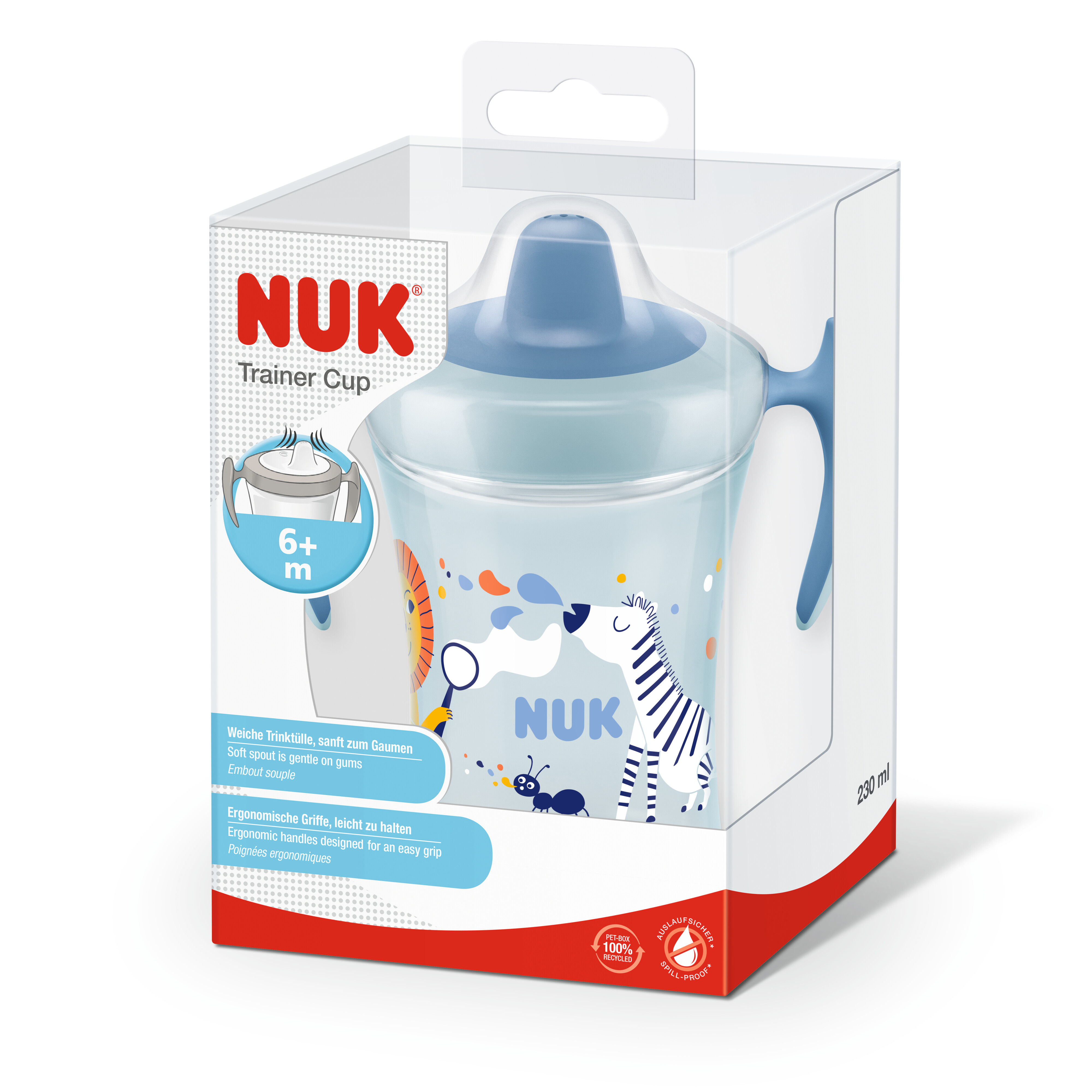 NUK Trainer Cup 230 ml, soft drinking spout, leak-proof, from 6 months, BPA-free