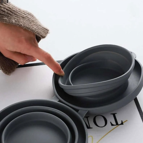 Thumbnail: Rubber Foldable Double Bowl Pet Feeding Bowl Pets Supplies Dog Cat Bowls
