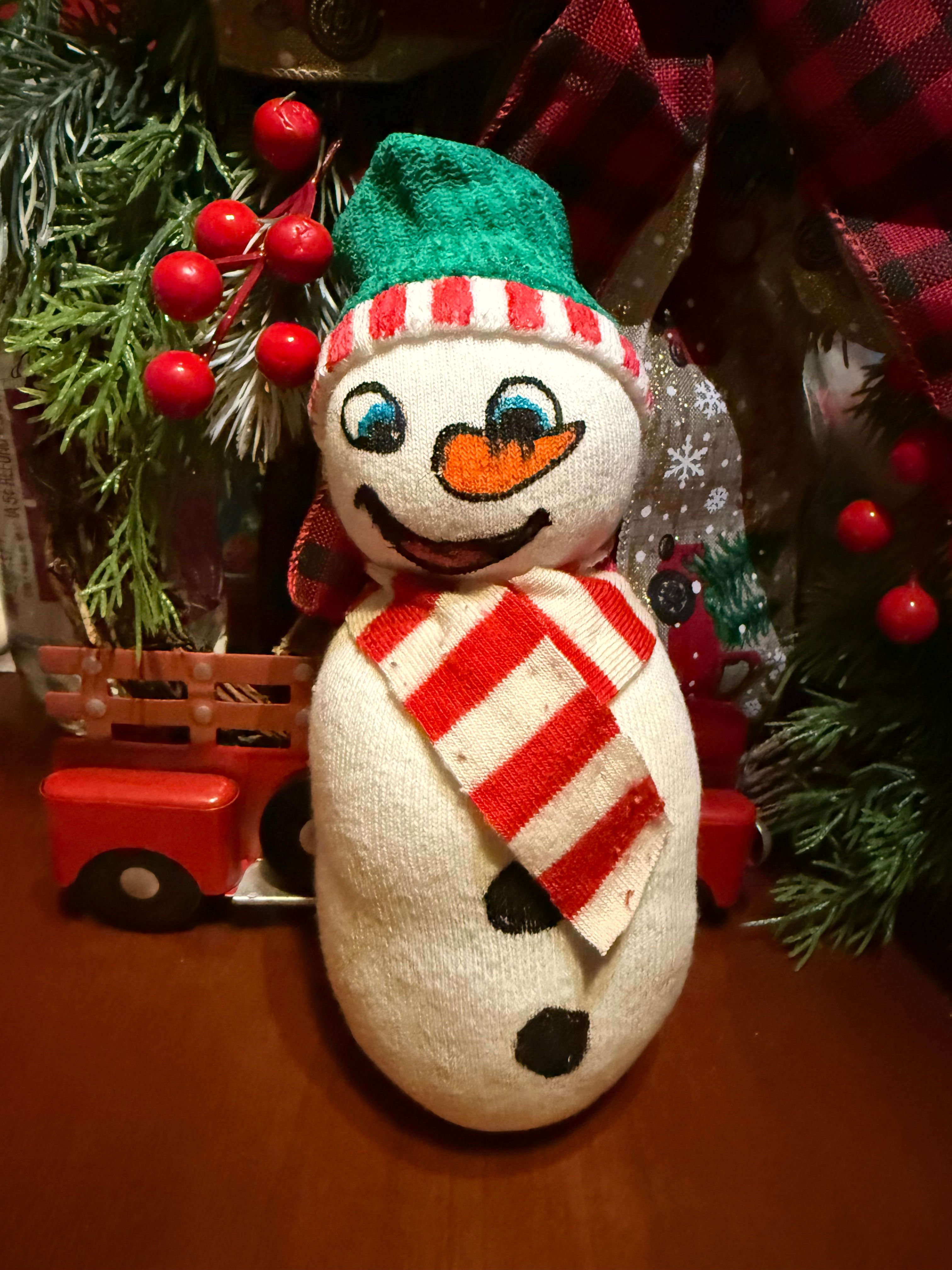 Catnip Snowman - Red & White Striped Scarf