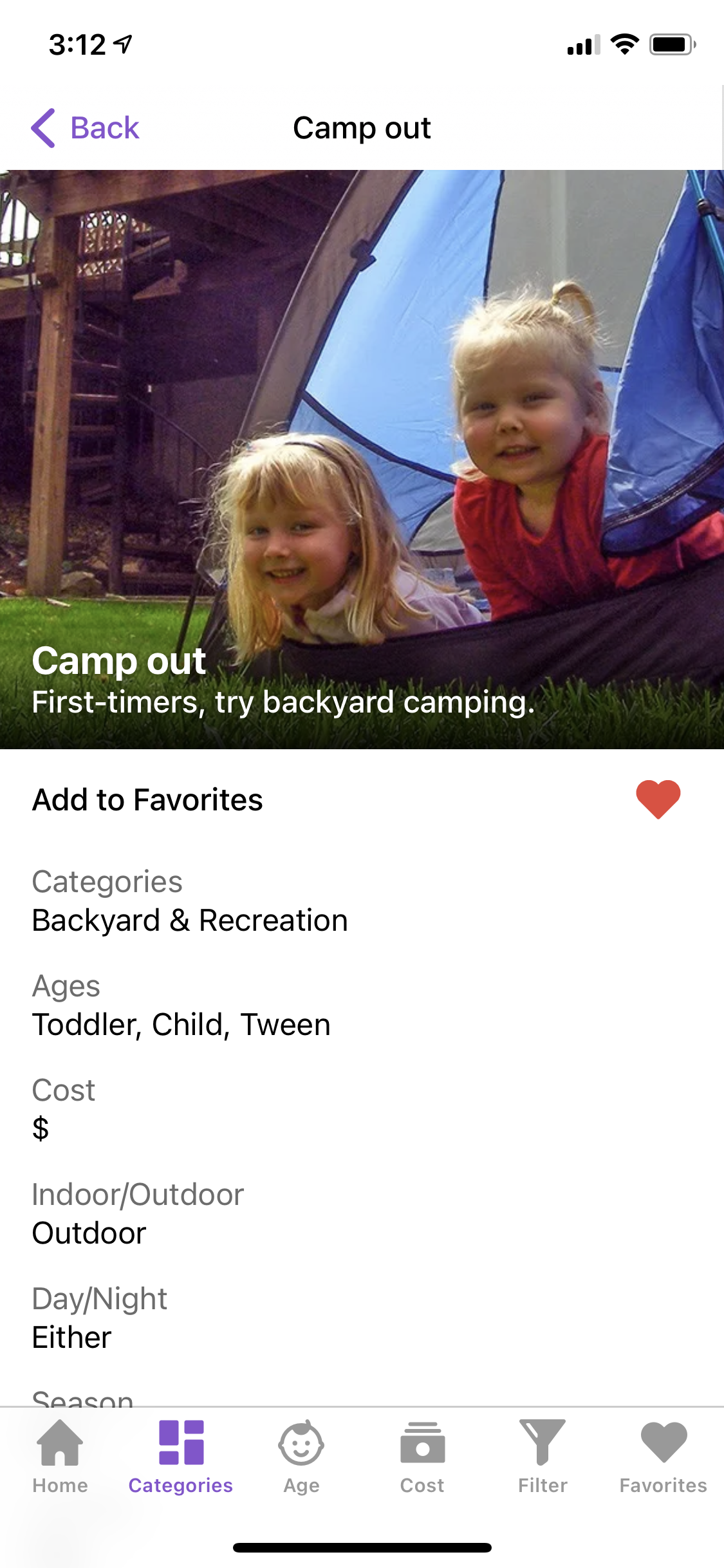 Camp out with kids in the backyard