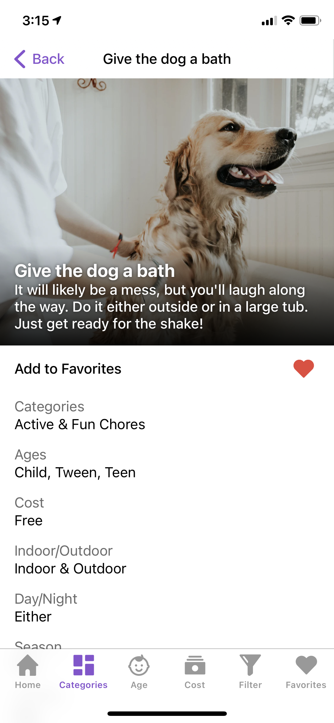 Kids can give dogs a bath as a fun chore.