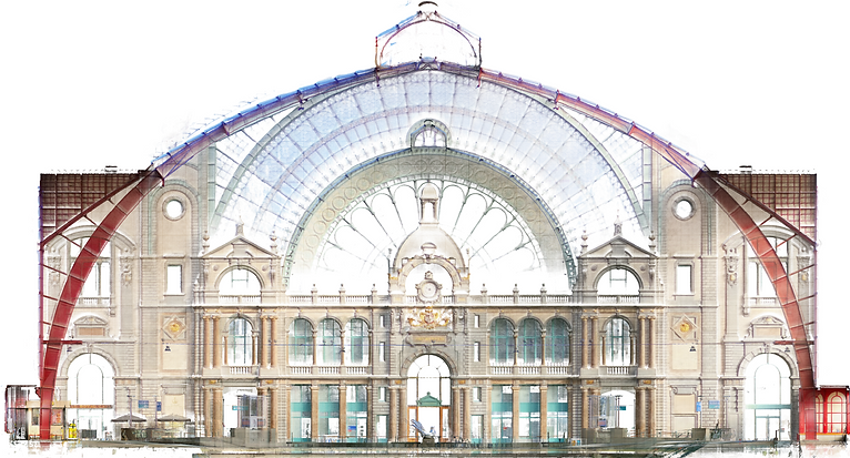 Puntenwolk van station Antwerpen Centraal