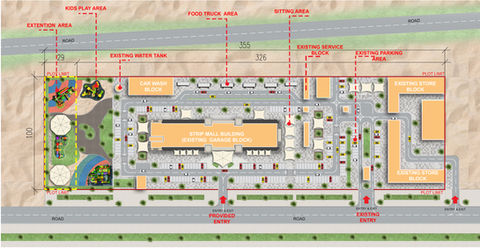 PROJECT NAME: WESTERN STRIP MALL 
LOCATION         : MADINAT ZAYED, AL DHAFRA REGION, ABUDHABI, UAE
PLOT AREA         : 35471 SQ.M
BUILDUP AREA   : 8400 SQ.M
PROJECT DESCRIPTION: MODIFYING DESIGN AND DEVELOPING MASTER PLAN   