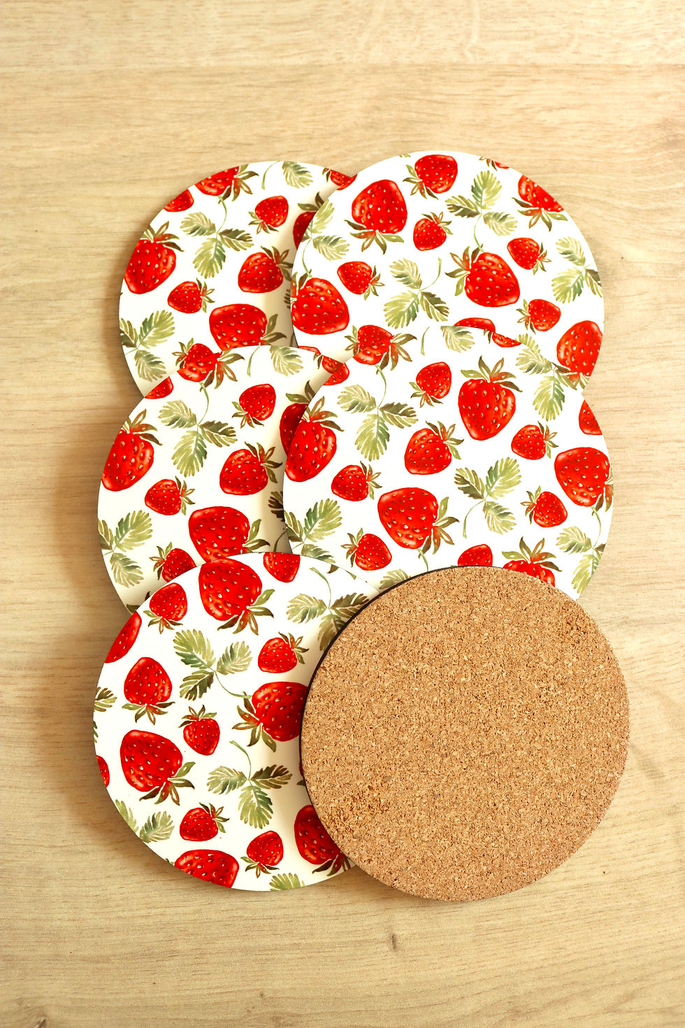 Miniature : Dessous de verre ronde fraise