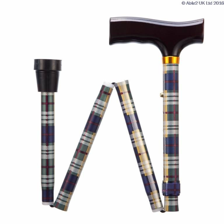 Folding Adjustable Walking Sticks - Tartan 29-33" VAT EXEMPT