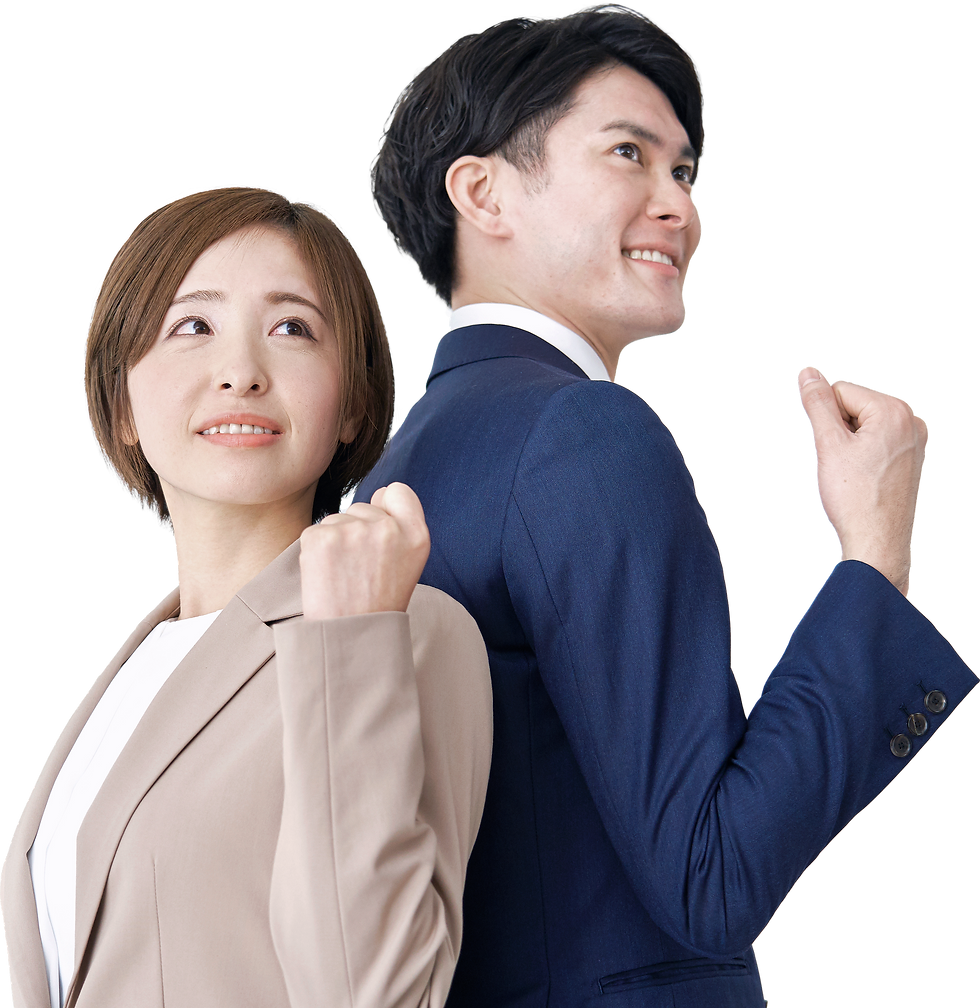 ガッツポーズをする会社員の画像