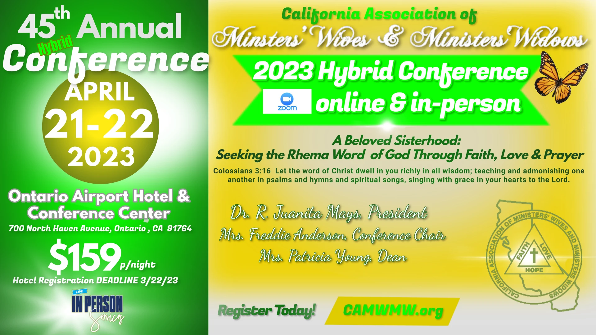 California Association of Ministers Wives & Ministers Widows 2023 Hybrid Conference