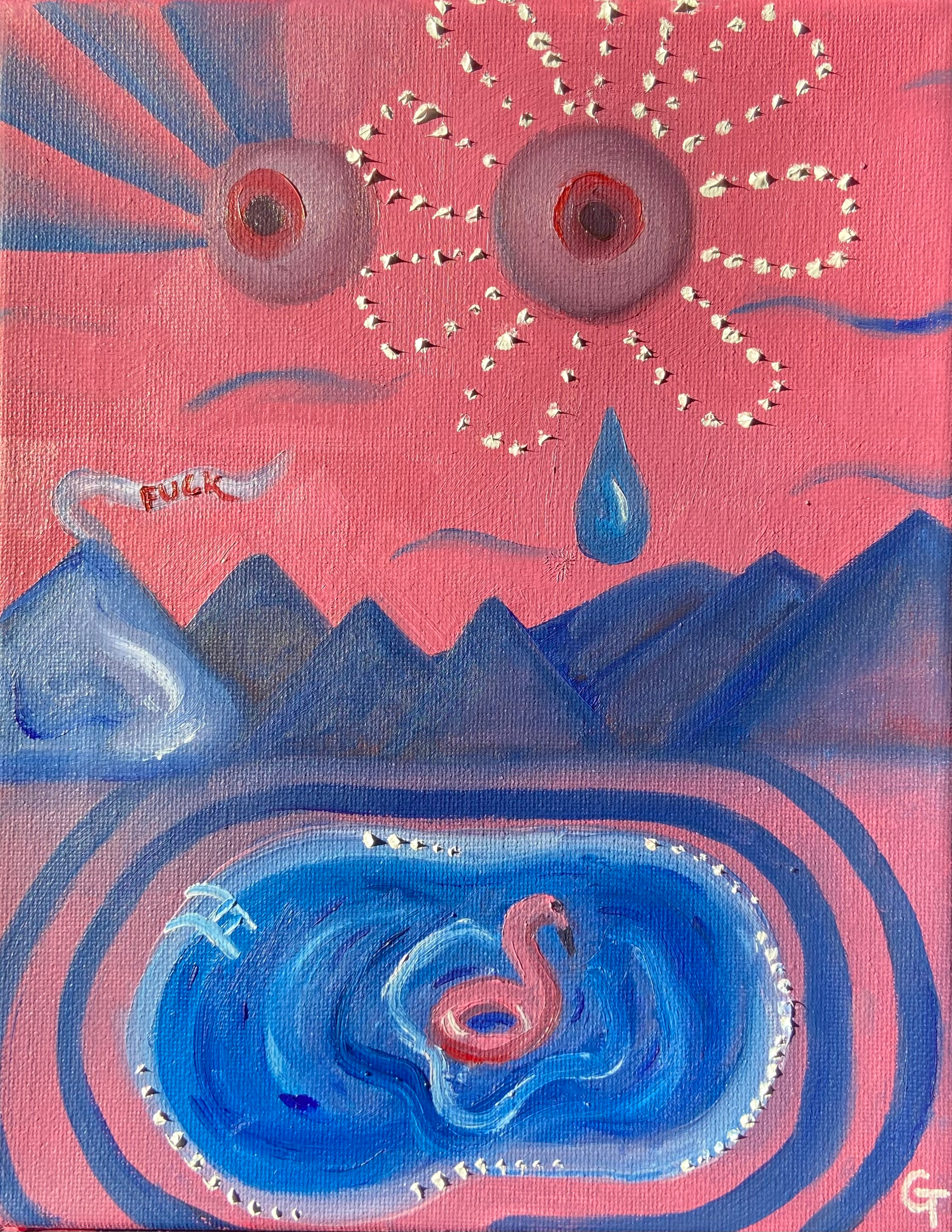"Flamingo Float" Oil Painting Original