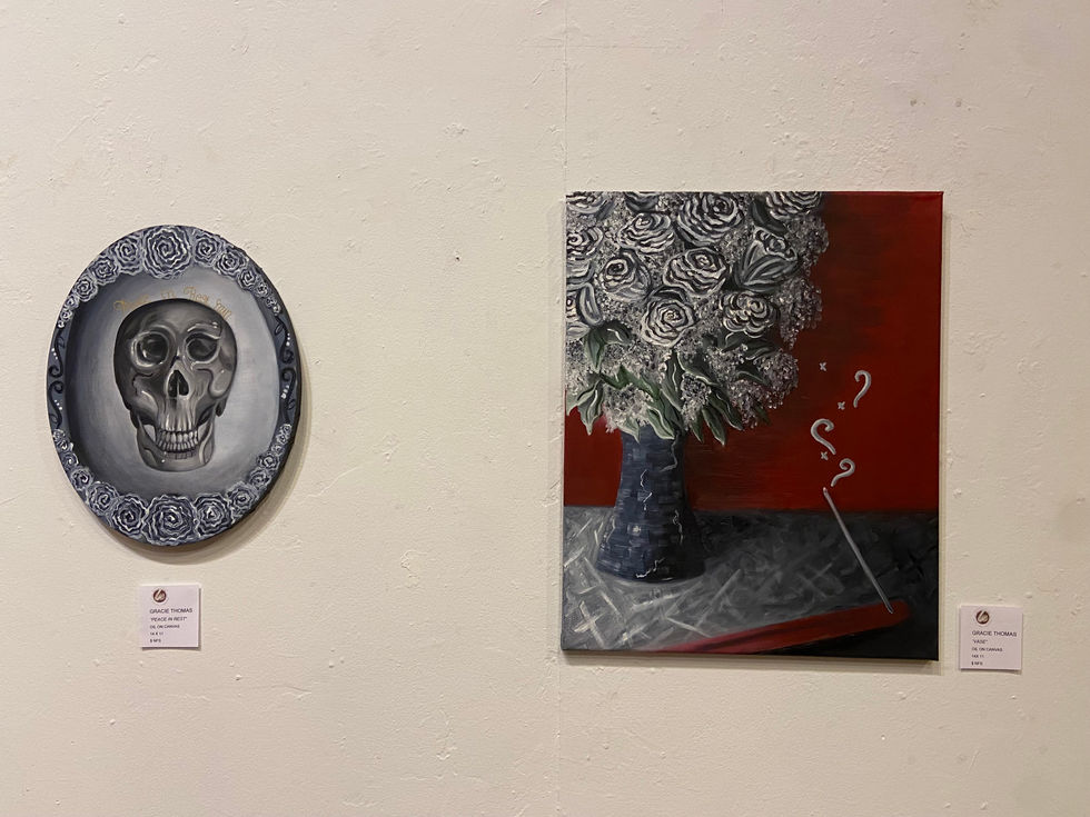 "Rest in Peace Hun" and "Vase" from "The Divine Feminine" Series were Featured in Raices Taller 222 Gallery, Tucson, AZ.