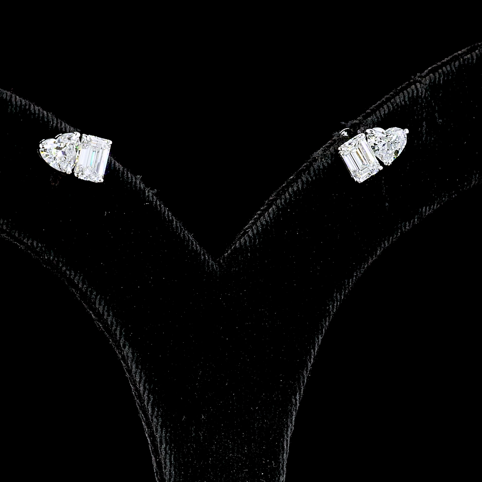 2.33cttw Heart Shape & Emerald Cut Studs in White Gold