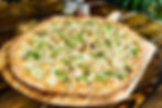 Broccoli Chicken Alfredo white pizza
