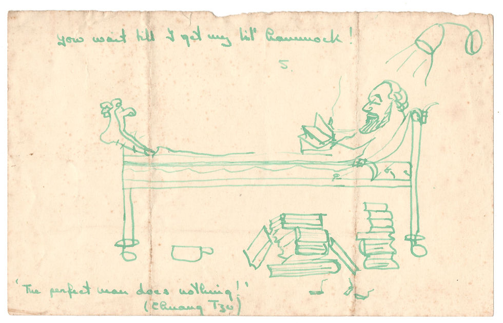 An early cartoon, probably 1930s, of Sven studying...