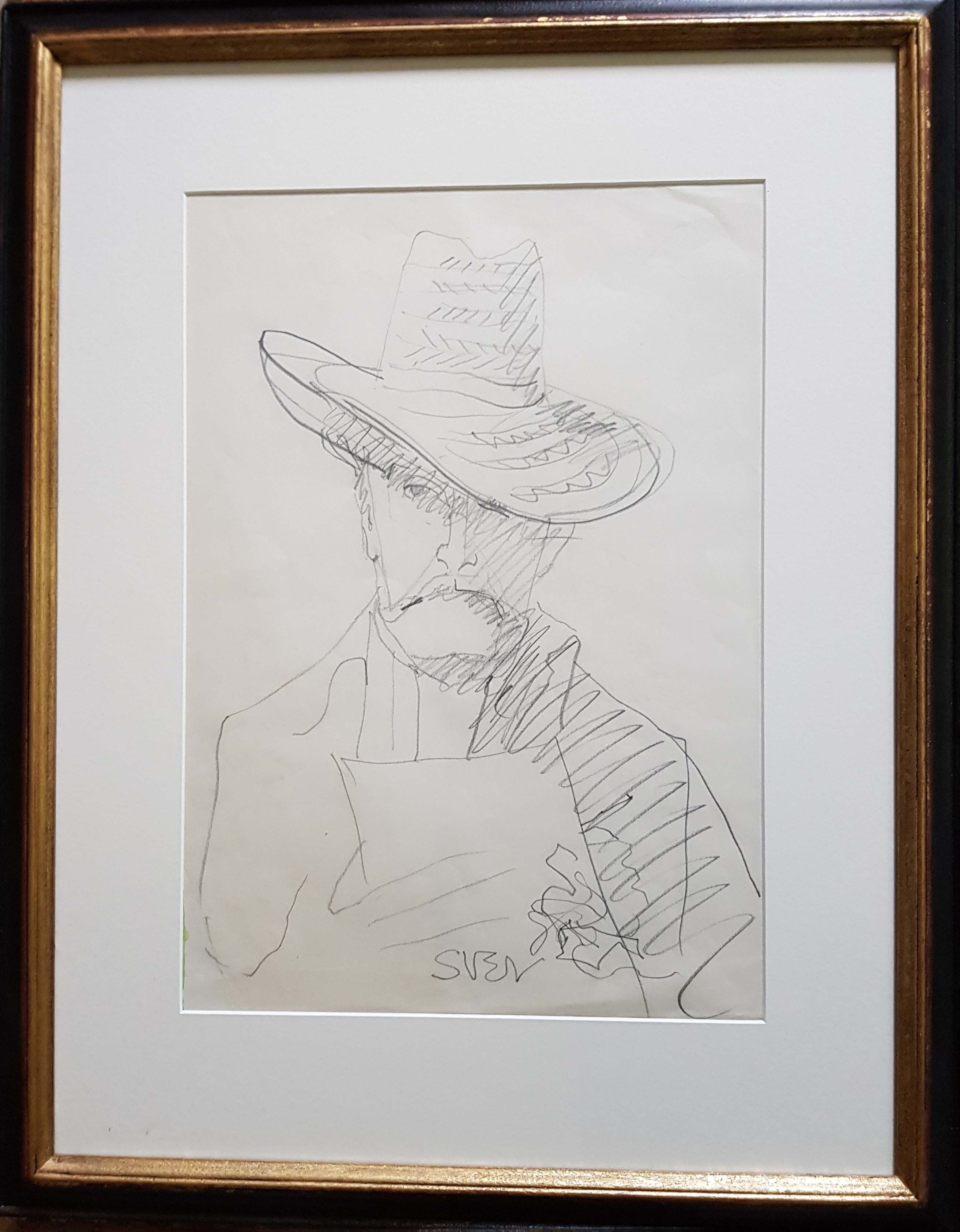 Self portrait in straw hat