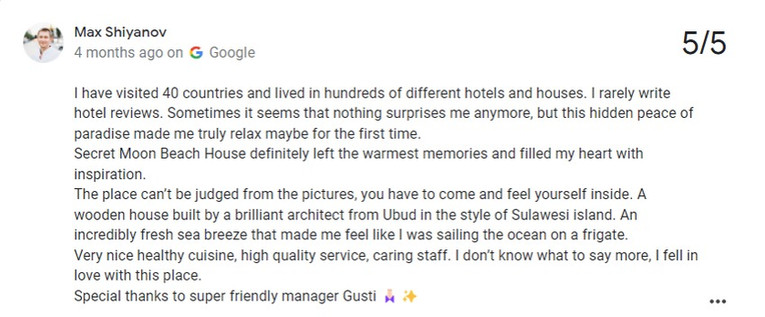 Review of Secret Moon Beach House, Bali