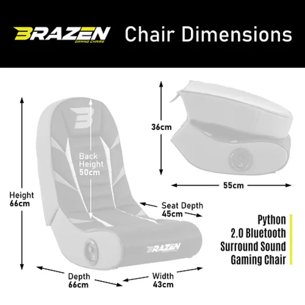 Thumbnail: BraZen Python 2.0 Bluetooth Surround Sound Floor Rocker Gaming Chair Black Blue