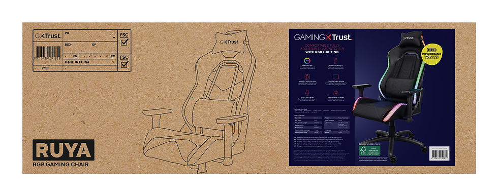 Thumbnail: Trust GXT 719 RUYA RGB GAMING CHAIR BLACK UK