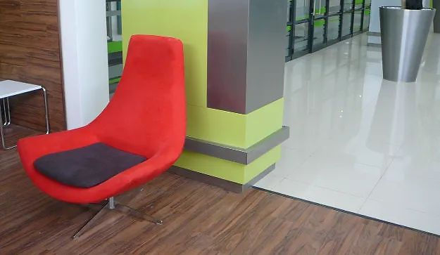 Modern red chair in contemporary office space