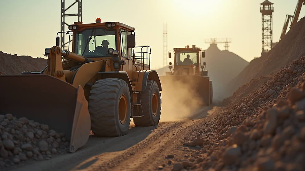 Close-up view of heavy machinery at work on a construction site