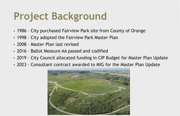 Fairview Park Project Background
