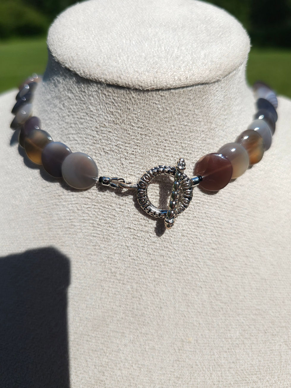 Thumbnail: Botswana Agate Stacked Discs Necklace