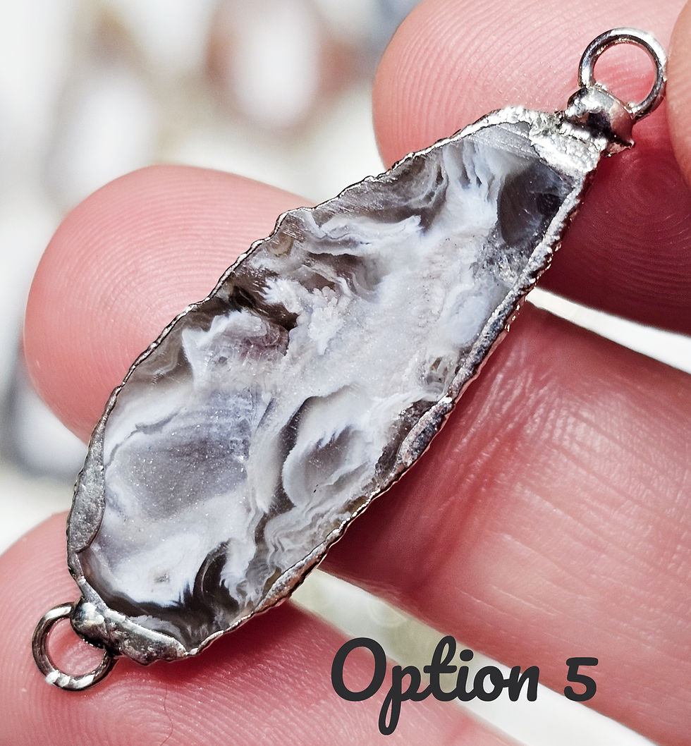 Thumbnail: Druzy Occo Agate Geode Cross-Section Connectors (Aka Ocho, Oco, & Feather Agate)