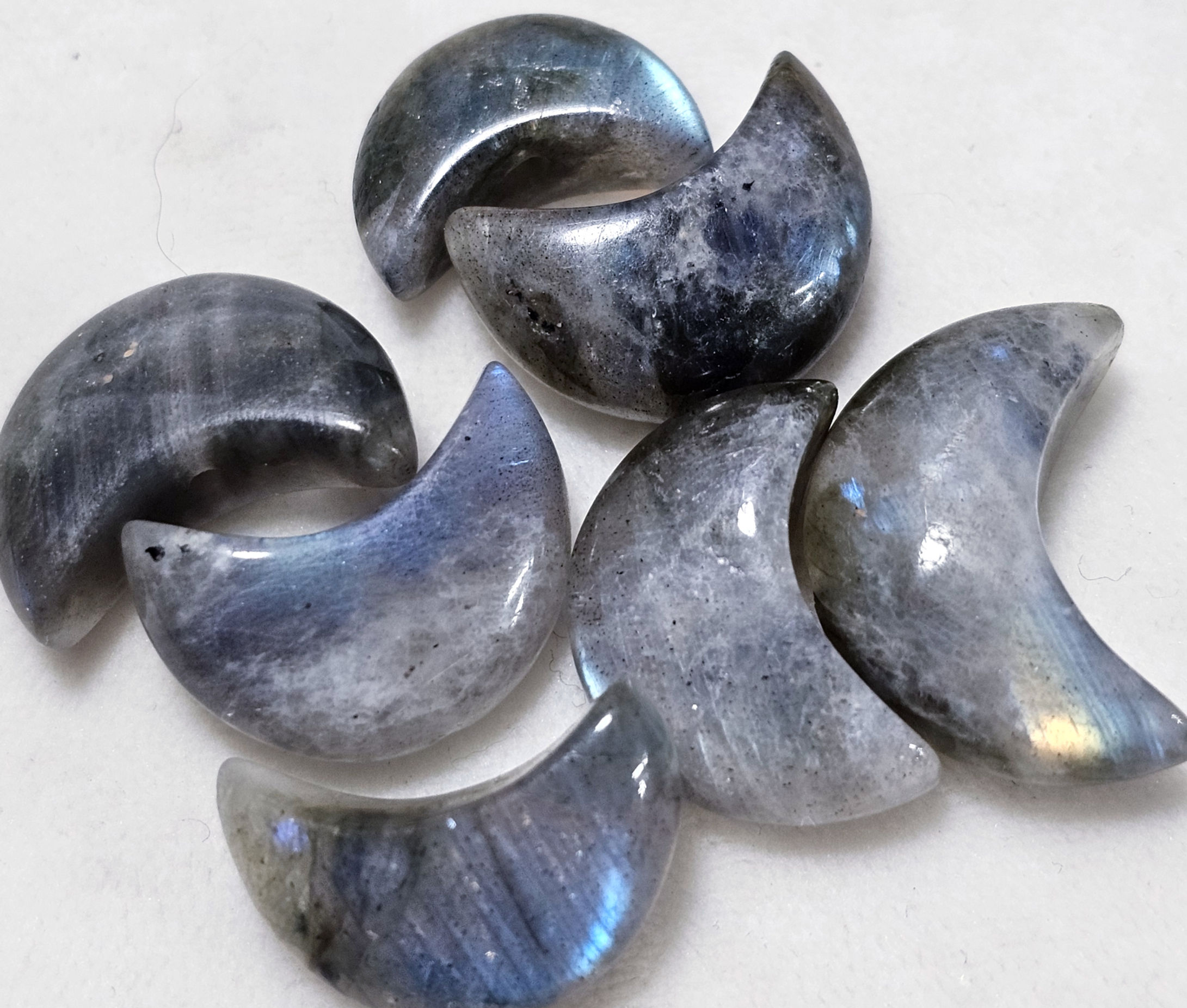 Labradorite Cresent Moon Beads