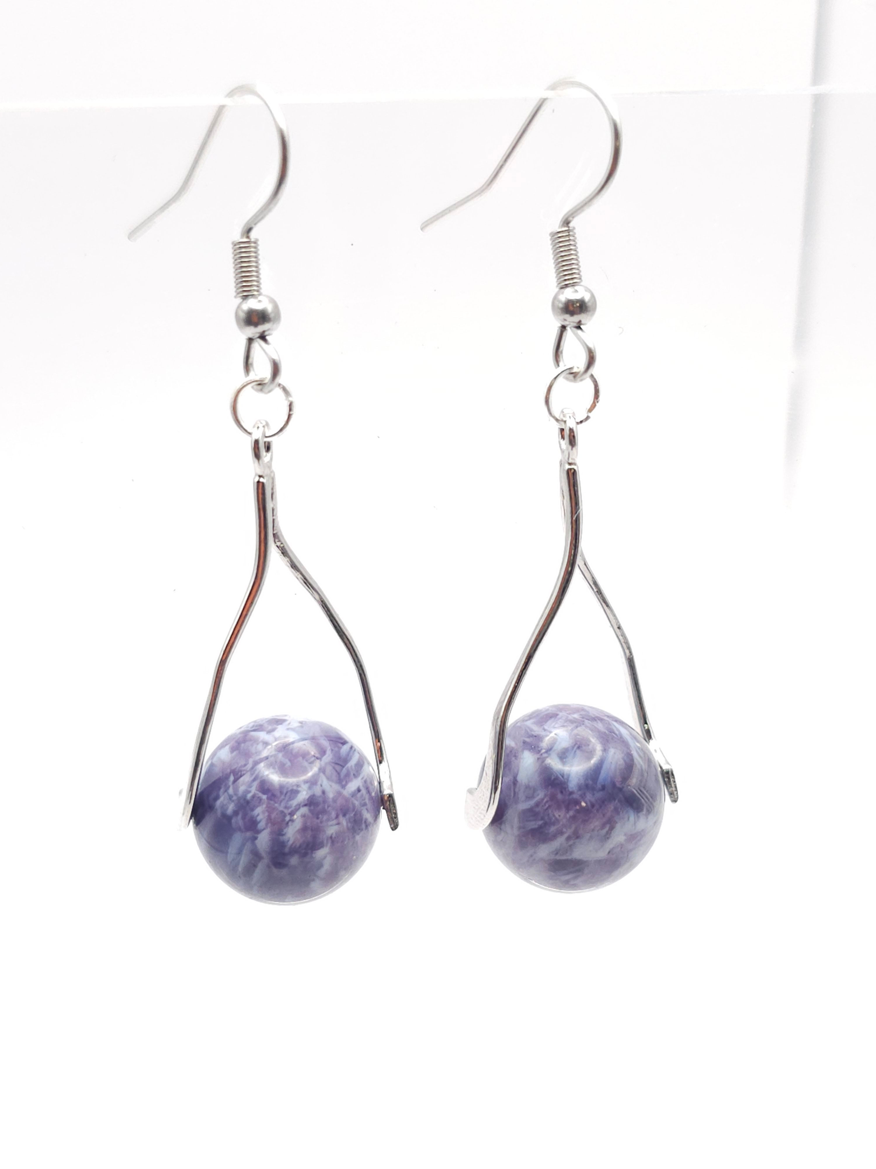 Lavender Moon Quartz Split Kundalini Series Earrings