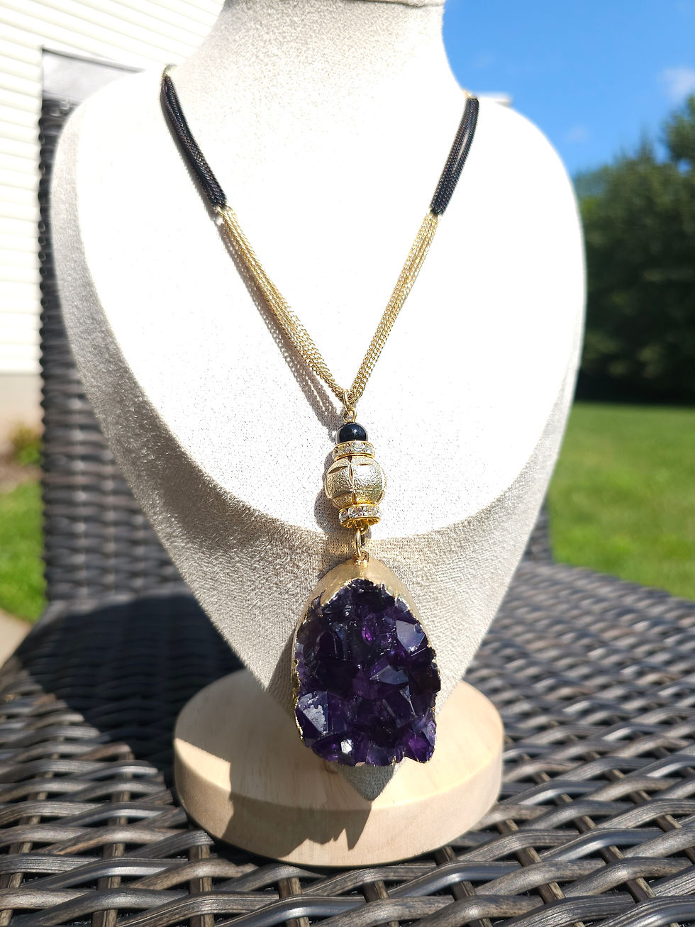 Thumbnail: Amethyst Raw Cluster Custom Statement Piece Necklace