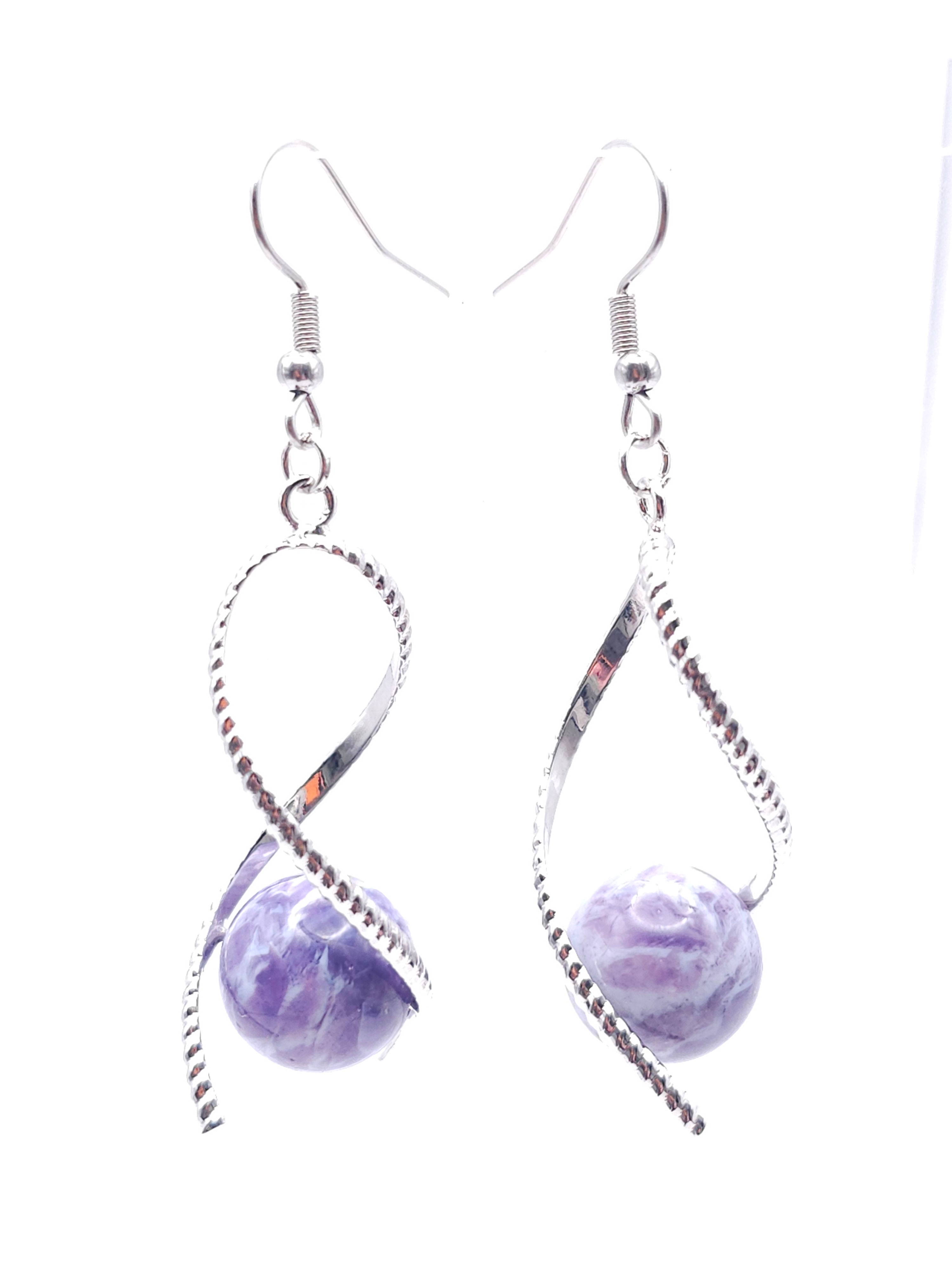 Lavender Moon Quartz Textured Kundalini Series Earrings