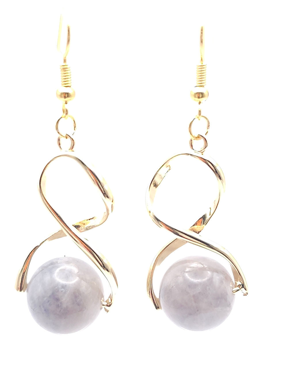 Madagascar Blue Rose Quartz Infinity Kundalini Series Earrings