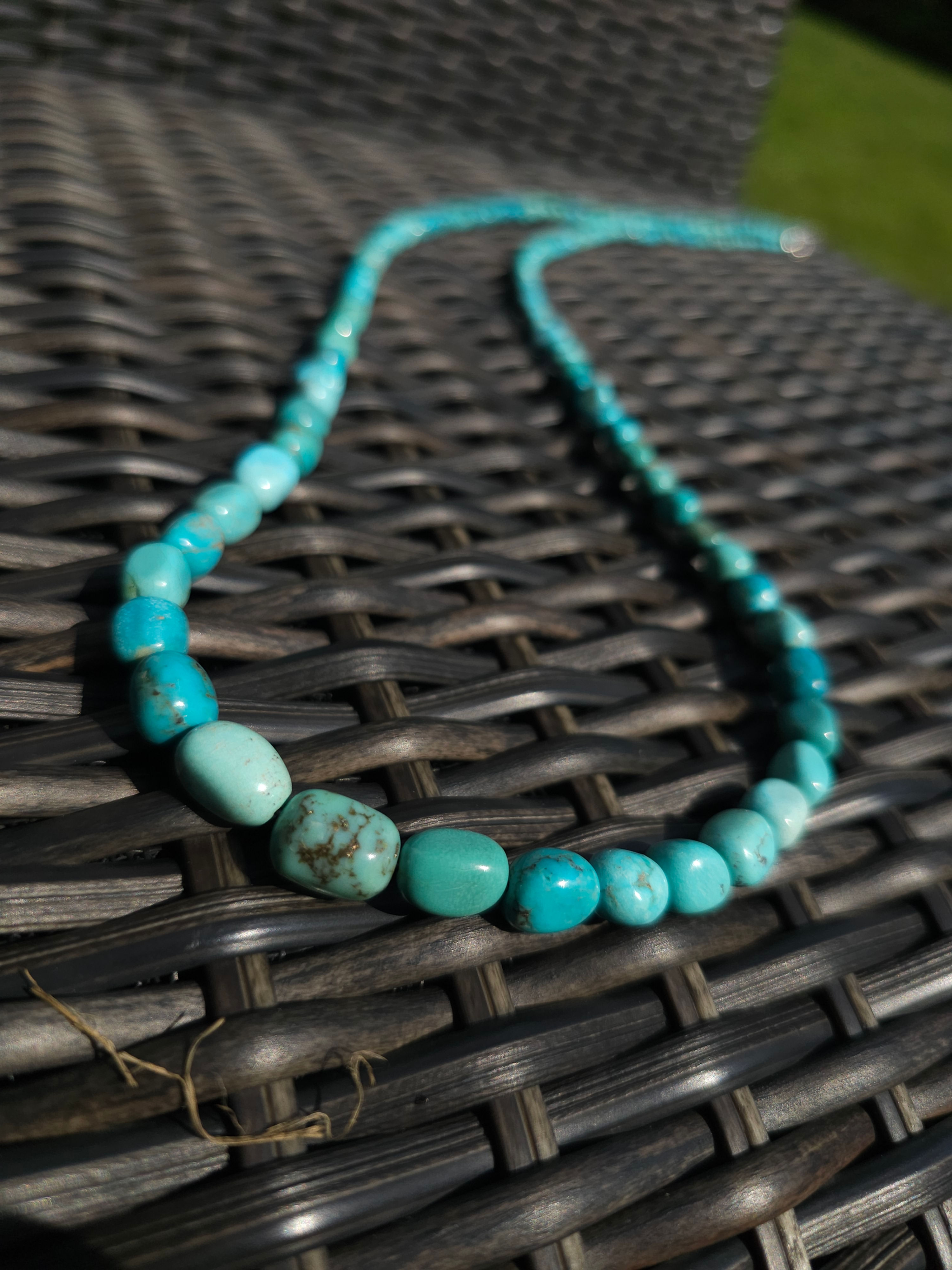 Turquoise Tumbles Taper Long Necklace