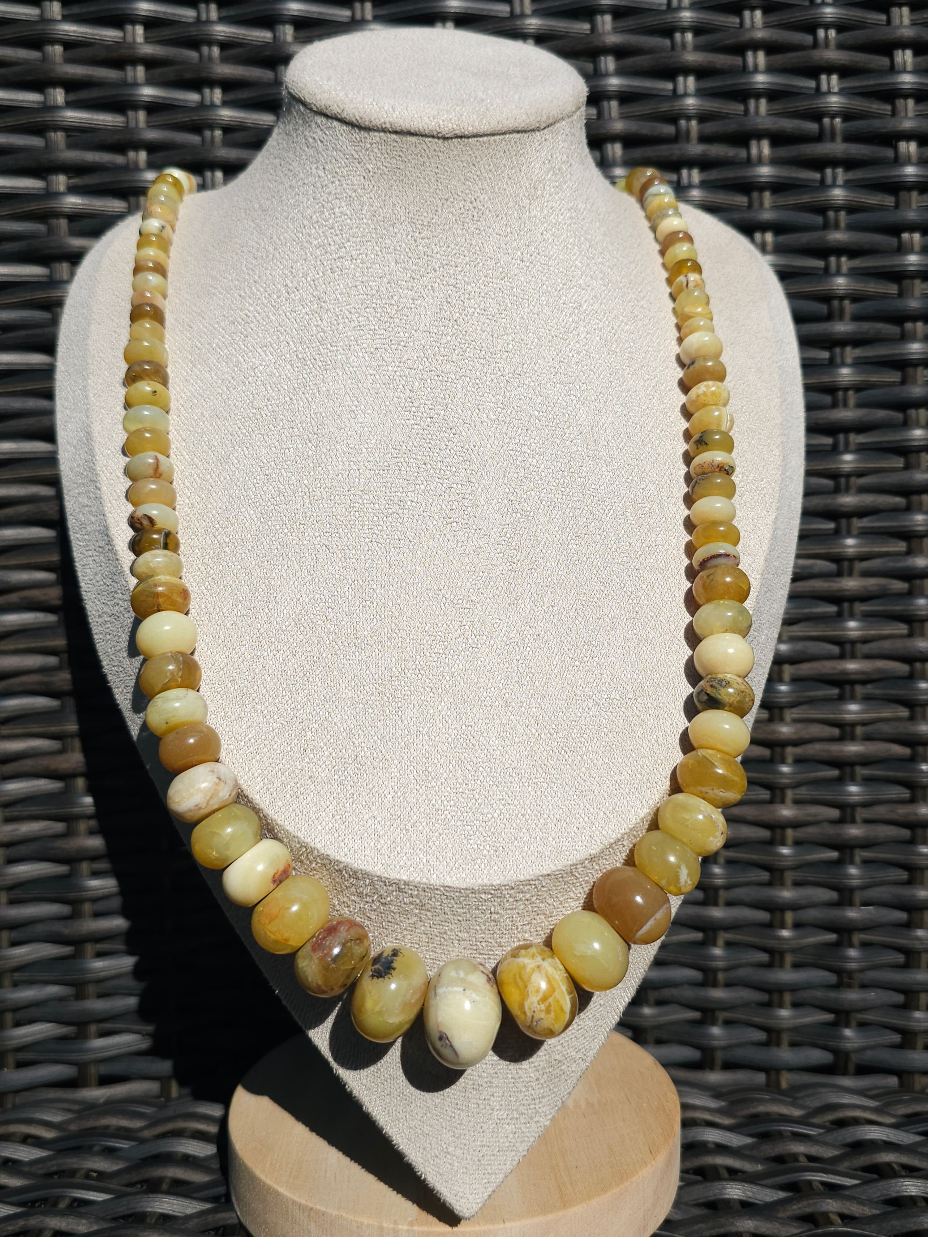 Yellow Opal Abacus Taper Long Necklace