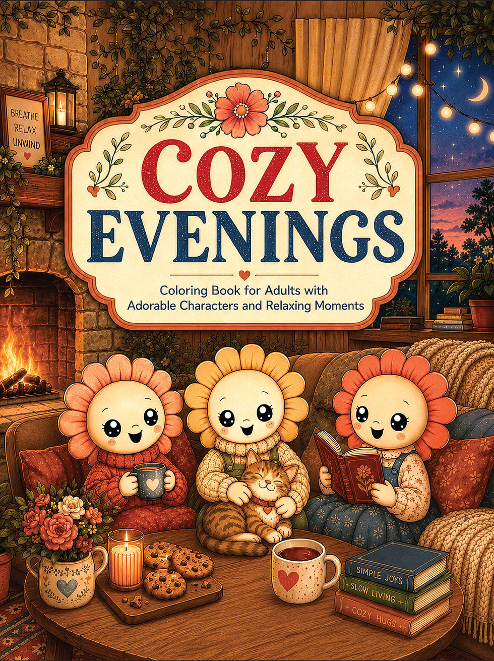 Cozy Evenings coloring book for adults