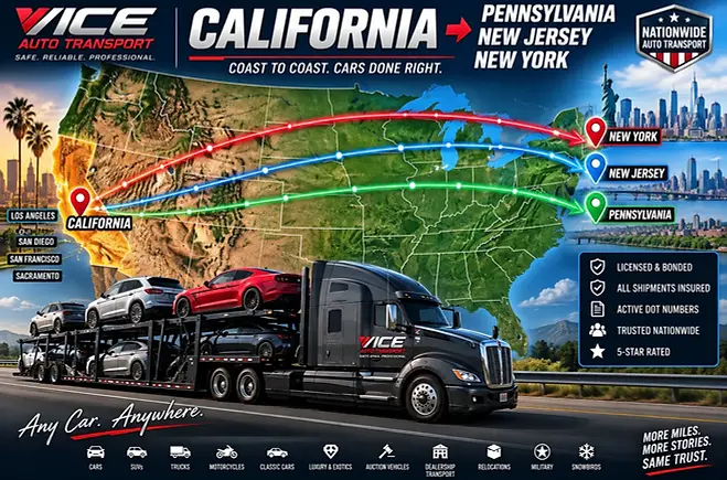 cost to ship car from California to New York, California to New Jersey car shipping cost, California to Pennsylvania auto transport rates, best car shipping company California to New York, reliable California to New Jersey auto transport, affordable California to Pennsylvania car shipping, door to door California to New York car shipping, insured California to New Jersey vehicle transport, licensed California to Pennsylvania auto transport broker, enclosed California to New York car transport, expedited California to New Jersey car shipping, California East Coast car shipping quote. Southern California car shipping to East Coast, Southern California to Northeast car shipping, Los Angeles to Northeast auto transport, San Diego to Northeast car shipping, Orange County to Northeast auto transport, Inland Empire to New York car shipping, Inland Empire to New Jersey auto transport, Inland Empire to Pennsylvania car shipping, Riverside CA to New York car shipping, Riverside CA to New Jersey