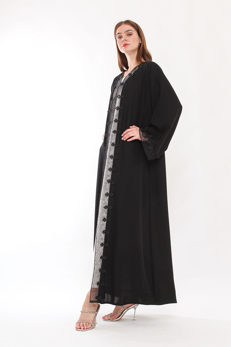 Thumbnail: Elegant Dantel with Chiffon Organza with Black Crystals 6 pcs