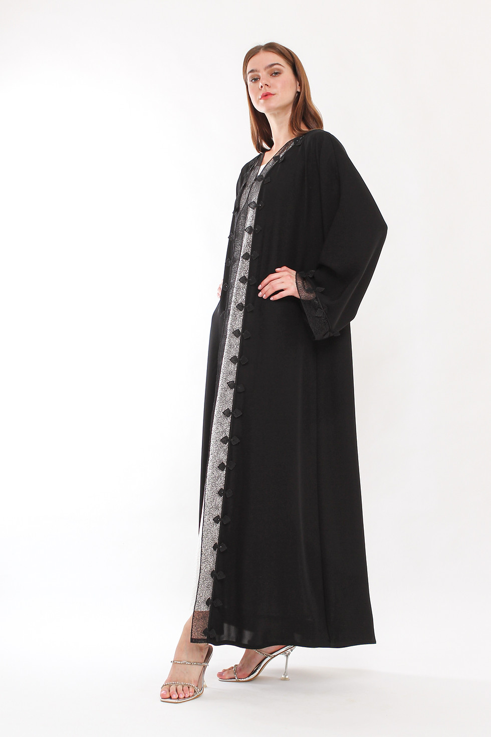 Thumbnail: Elegant Dantel with Chiffon Organza with Black Crystals 6 pcs