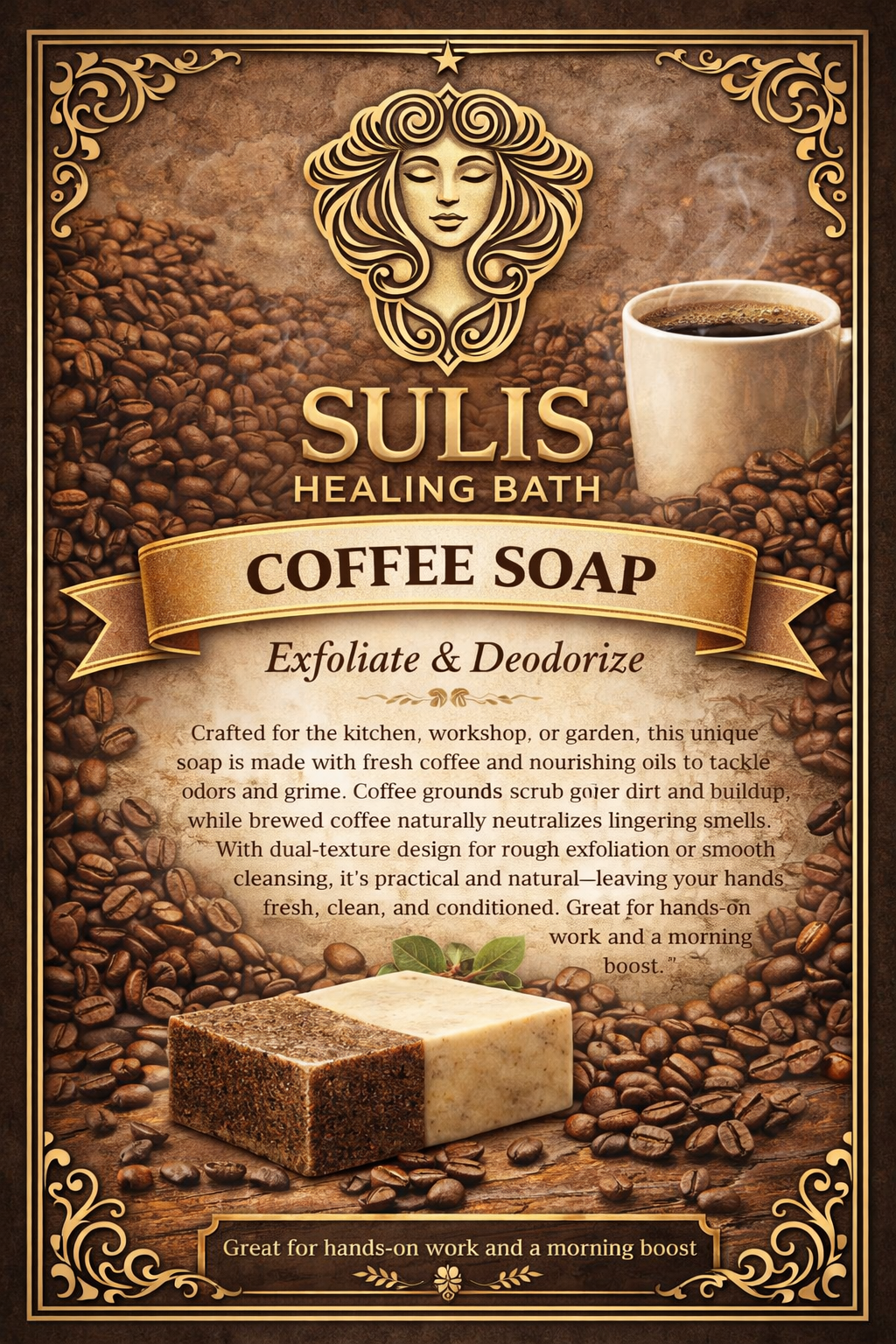 Coffee Handcrafted Soap 50/50 Bar