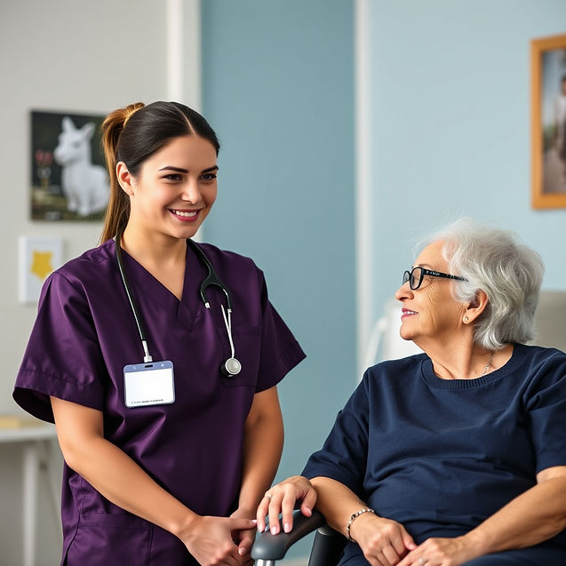 home health Nurse in dark purple scrubs with patient.jpg
