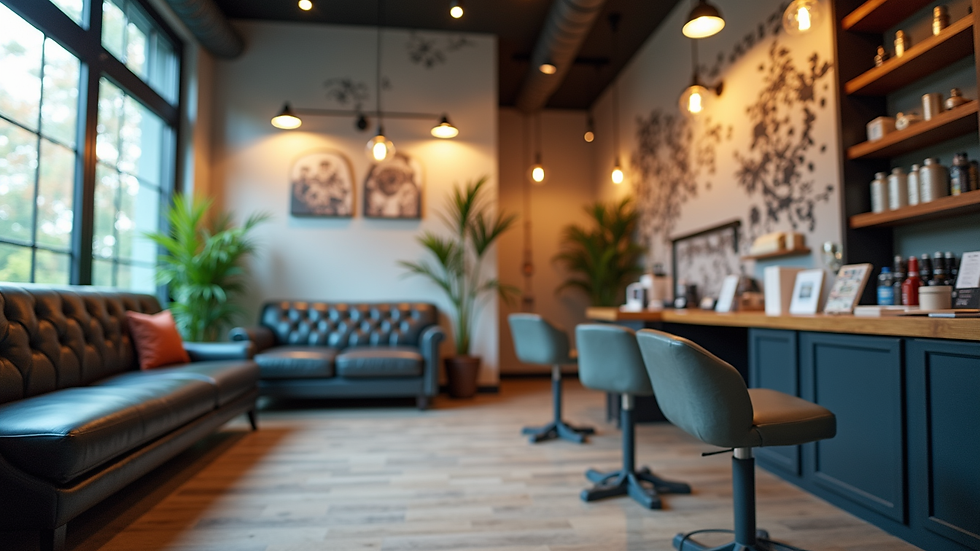 Eye-level view of a modern cosmetic tattoo studio with clean and welcoming decor